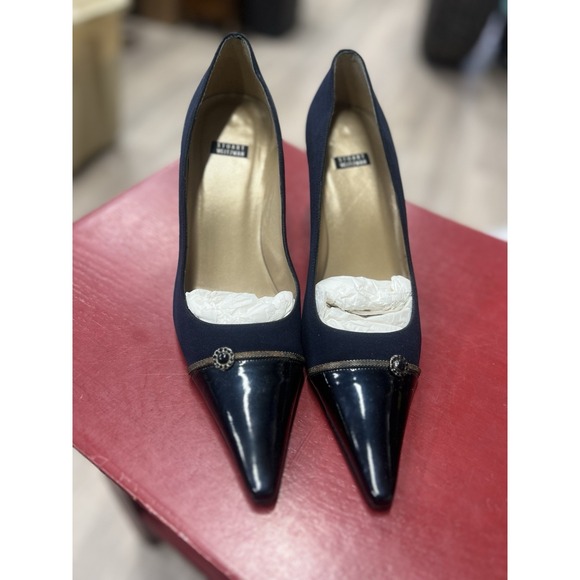 Stuart Weitzman Shoes - STUART WEITZMAN AUTH Vintage Women's Size 8.5 Capricorn Navy Crepe Pumps